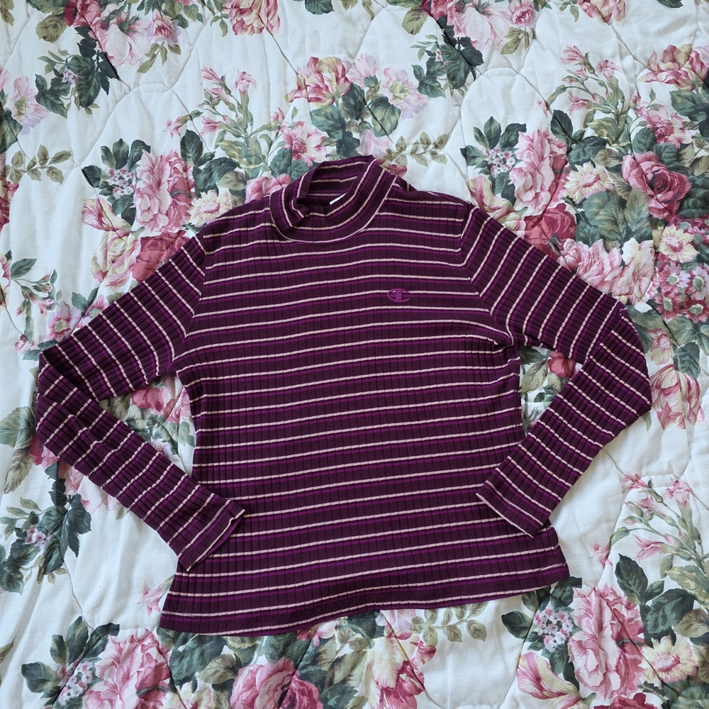 Champion Purple Striped Long Sleeve Top